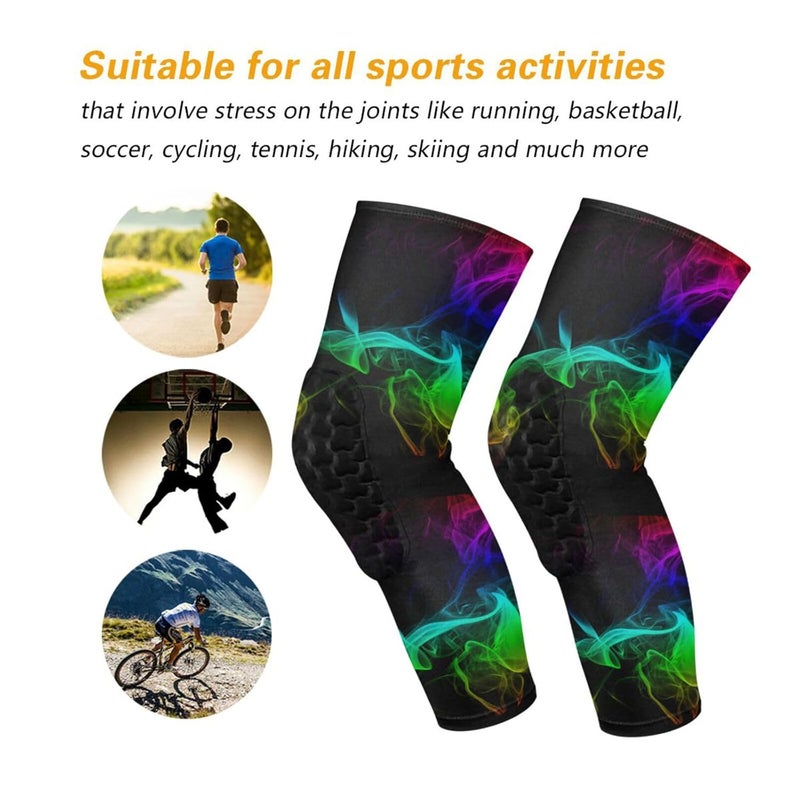 JUNZAN Knee Pads for Basketball Kids Youth Bball Knee Pads with Leg Compression Sleeves Sport Knee Pad for Volleyball Football 1 Pair Colorful Smoke - Image 5